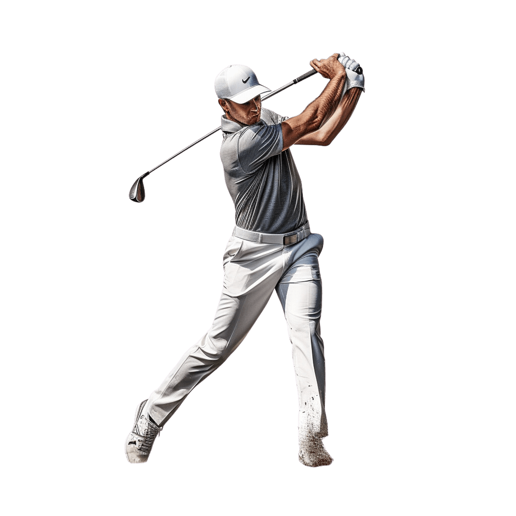 Golfer swinging club